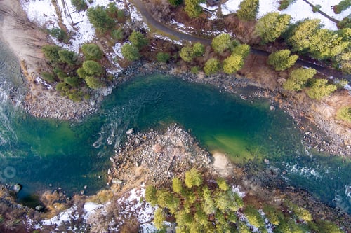 Preview: Aerial view of the Wenatchee River in Leavenworth