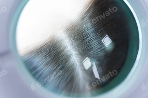 Preview: Caucasian womans hair being checked by a doctor