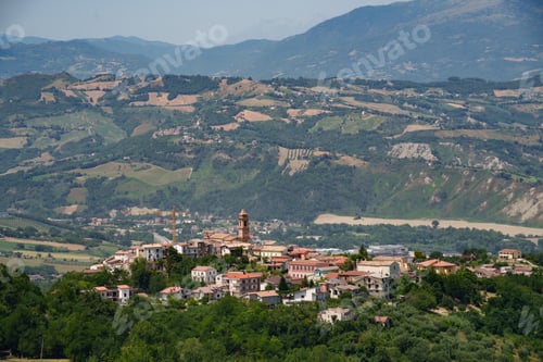 Preview: Country landscape in Abruzzo between Penne and Teramo at summer. View of Cermignano