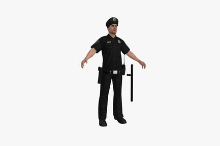 Preview: Police officer in uniform with extended arms