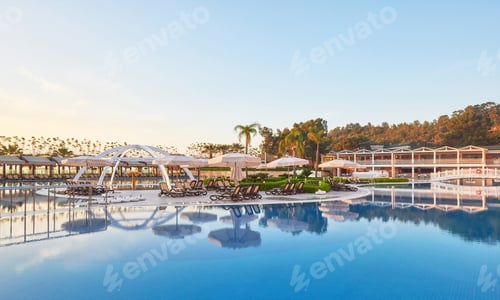 Preview: Swimming pool and beach of luxury hotel. Type entertainment complex. Amara Dolce Vita Luxury Hotel