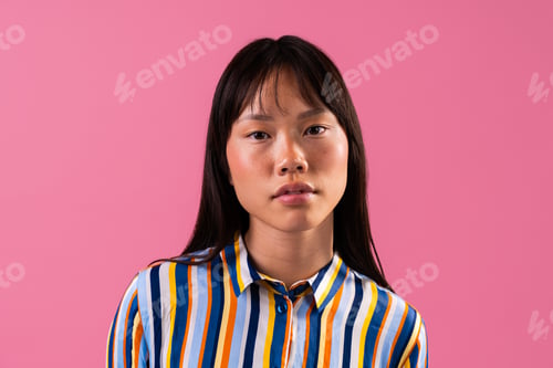 Preview: Beautiful asian woman portrait, young asian woman posing looking at camera