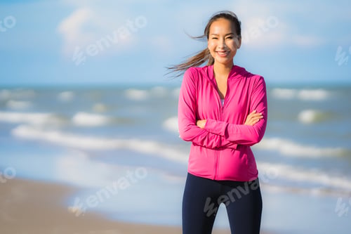 Preview: Portrait beautiful young asian woman running or exercise on the