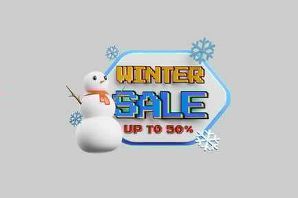 Preview: Winter sale animated sign snowman