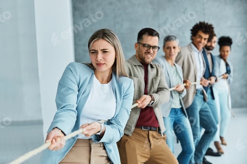 Preview: businessman man business young busineswoman woman office rope concept