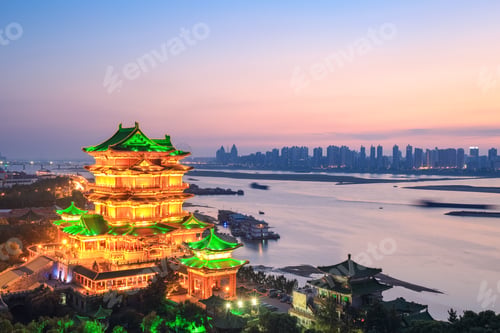 Preview: nanchang tengwang pavilion in sunset