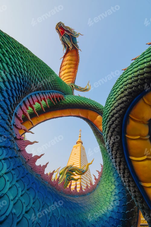 Preview: Temple in Thailand. Thai architecture building. Famous tourist attraction landmark.