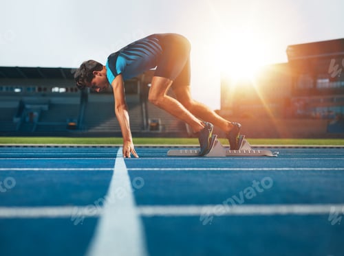 Preview: Professional male track athlete in set position