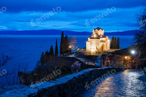 Preview: Old town Ohrid . Lake Ohrid. Aerial view. Church.