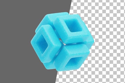 Vorschau: Abstraktes himmelblaues 3D-Würfelsymbol aus Kunstharz