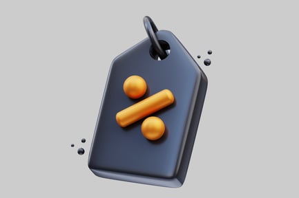 Preview: Grey rectangular tag with orange spheres
