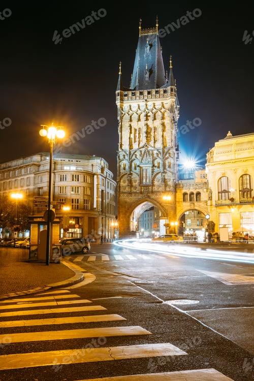 Preview: Night View Of The Powder Tower Or Powder Gate. This Landmark Is