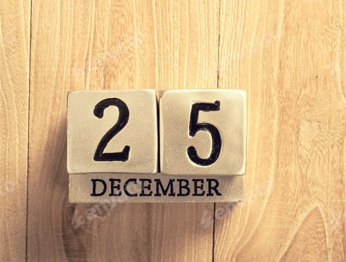 Preview: Calendar Set On The 25 Of December On Wooden Background