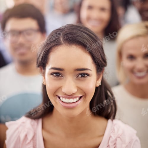 Preview: Born to stand out. Cropped portrait of a smiling businesswoman amongst her coworkers.