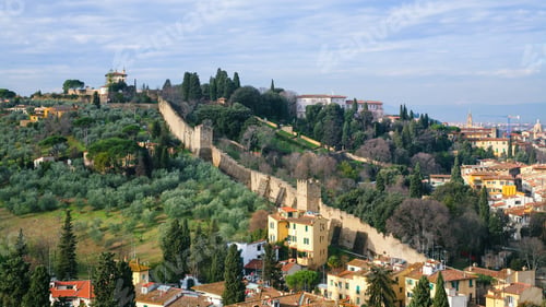 Preview: above view of gardens and wall of Giardino Bardini