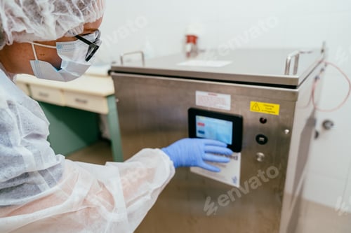 Preview: donor milk pasteurizer chiller unit inside a sterile laboratory