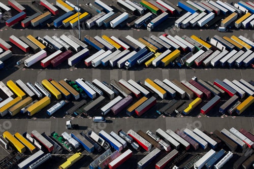 Preview: UK, Essex, Purfleet Docks, Aerial view of shipping containers