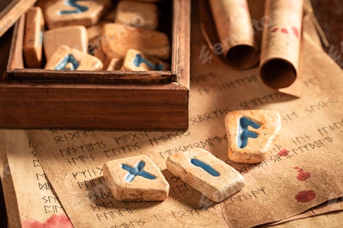 Preview: Extraordinary rune stones and scrolls with ancient alphabet