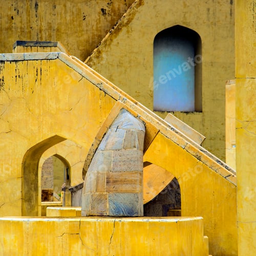 Preview: Abstract geometric patterns at observatory, a UNESCO heritage site in the city of Jaipur