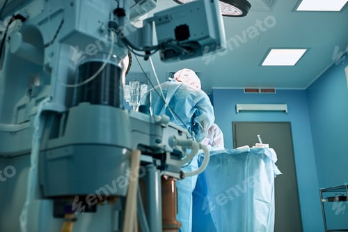 Preview: Hospital, surgical operating room. Life saving. Ventilation of the lungs with oxygen. Against the