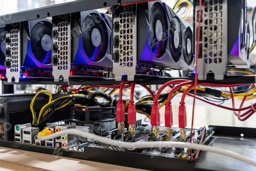 Preview: Closeup shot of brand new electronics in a warehouse