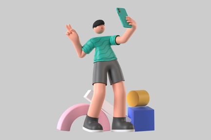 Preview: Selfie character with peace sign