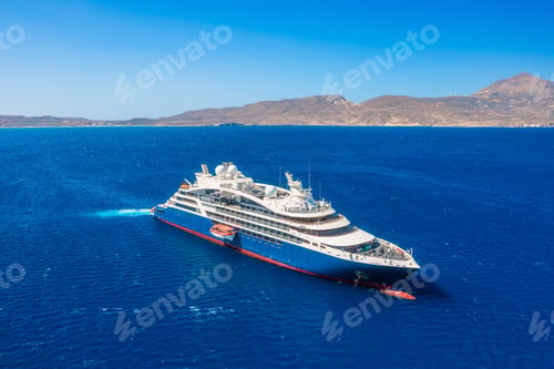 Preview: A drone view of a chuise ship in the middle of the sea. Vacation and holidays.