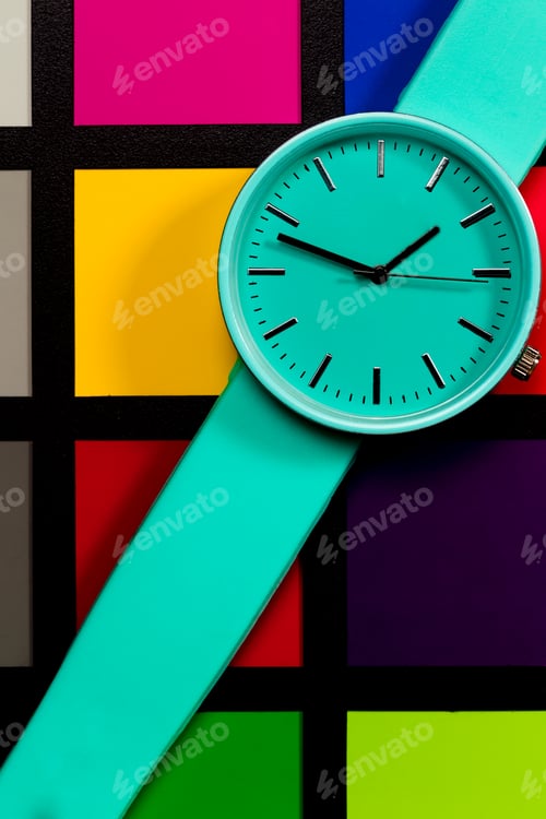 Preview: Clock on a colored background. Abstraction. Minimalism