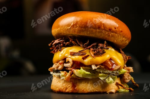 Preview: front view burger on a stand