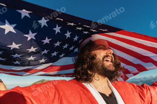 Preview: Santa Claus waving a United States