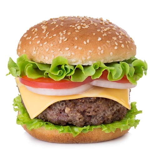 Preview: American big delicious classic burger isolated on white background.