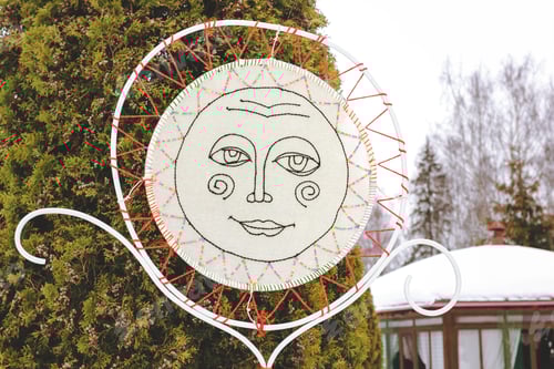 Preview: Decorations on Russian ethnic carnival Maslenitsa- Pancake week. Festive traditional symbol of sun.