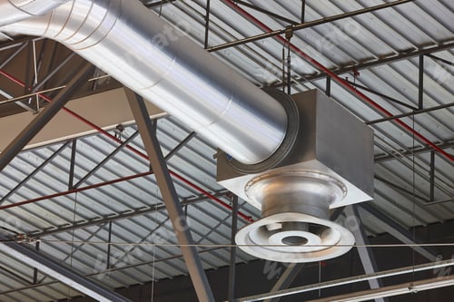 Preview: Industrial air refrigeration distribution pipeline detail. Building indoor infrastructure.