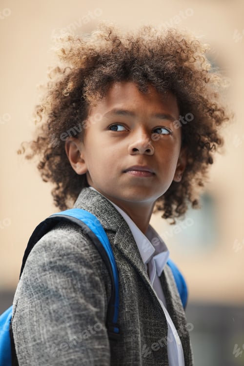 Preview: African schoolboy with backpack