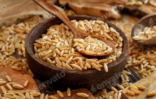 Preview: Raw Kamut grain in a wooden bowl