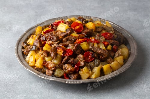 Preview: Turkish cuisine; meat, vegetable kebab, casserole. Maras Tava or Kahramanmaras Tava - Orman Kebabi