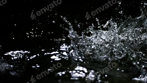 Preview: High speed blurry images of water splashing on black background