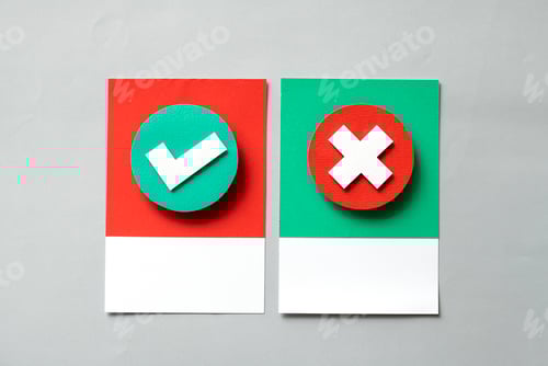 Preview: Paper craft art of check and cross marks