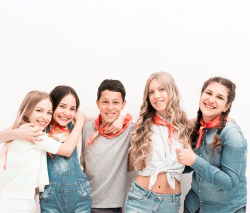 Preview: smiling teenagers embracing each other