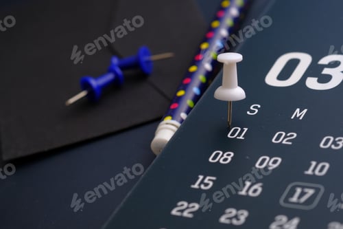 Preview: detail shot of a calendar on table,