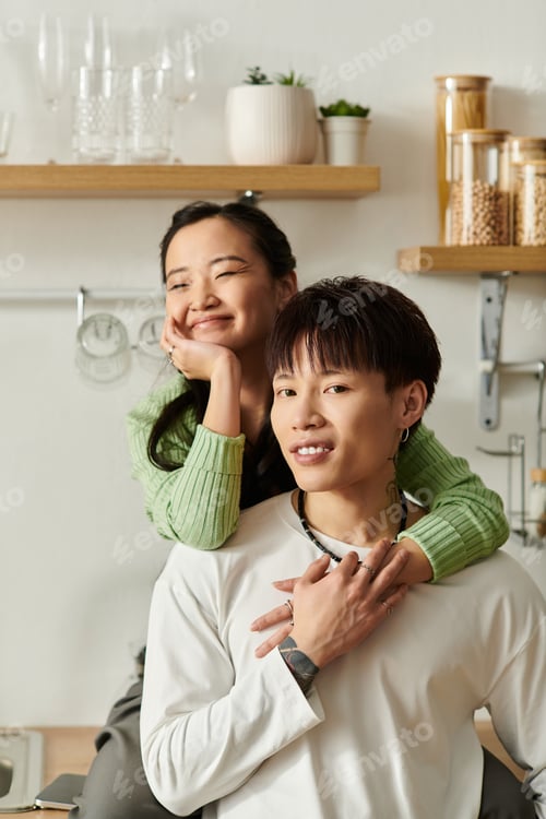 Preview: Young couple enjoys a cozy breakfast together in their charming home kitchen