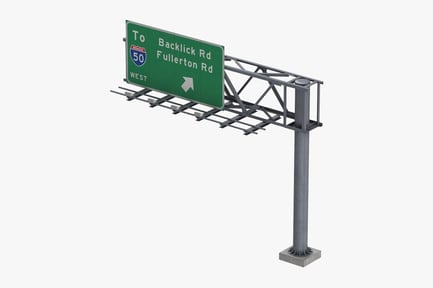 Preview: Westbound Highway Directional Sign - Blank and Labeled