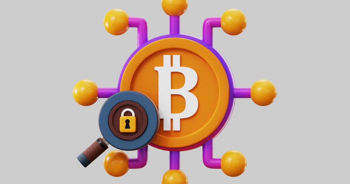 Crypto security magnifier 3D, Incl. bitcoin & coin - Envato