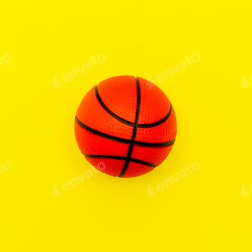 Preview: Basketball on a yellow background Minimal style