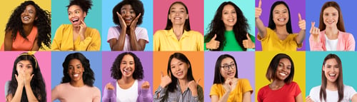 Preview: Set of attractive stylish multicultural young ladies, collage