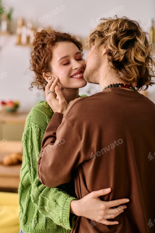 Preview: Couple in a cozy apartment share a sweet moment filled with love and joy