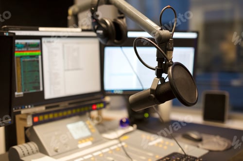 Preview: Microphone modern radio station broadcasting studio