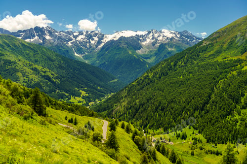 Preview: Passo Gavia, mountain pass in Lombardy, Italy, to Val Camonica at summer