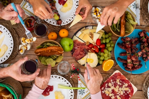 Preview: Family friends have fun together eating food