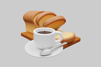 Preview: Breakfast bread with coffee illustration